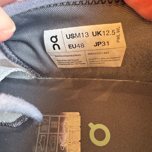 On Cloud Men's Size 13 EU 48 X 3 AD Undyed White Niagara Blue Running Training - Picture 8 of 16